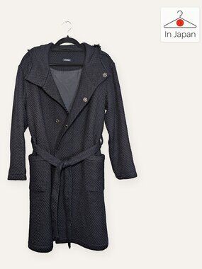 Journal Standard Dark Navy Textured Hooded Belted Trench Coat